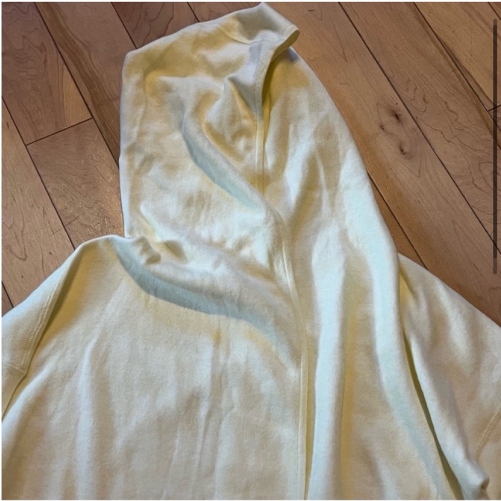 Kinross Cashmere Yellow Hooded Open Front Sweater Cardigan w Pockets medium - Picture 3 of 8